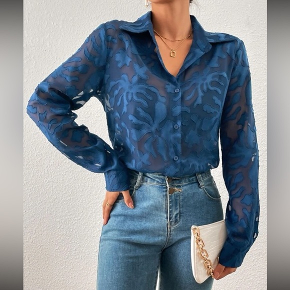 Jacquard button down blouse - Picture 14 of 16